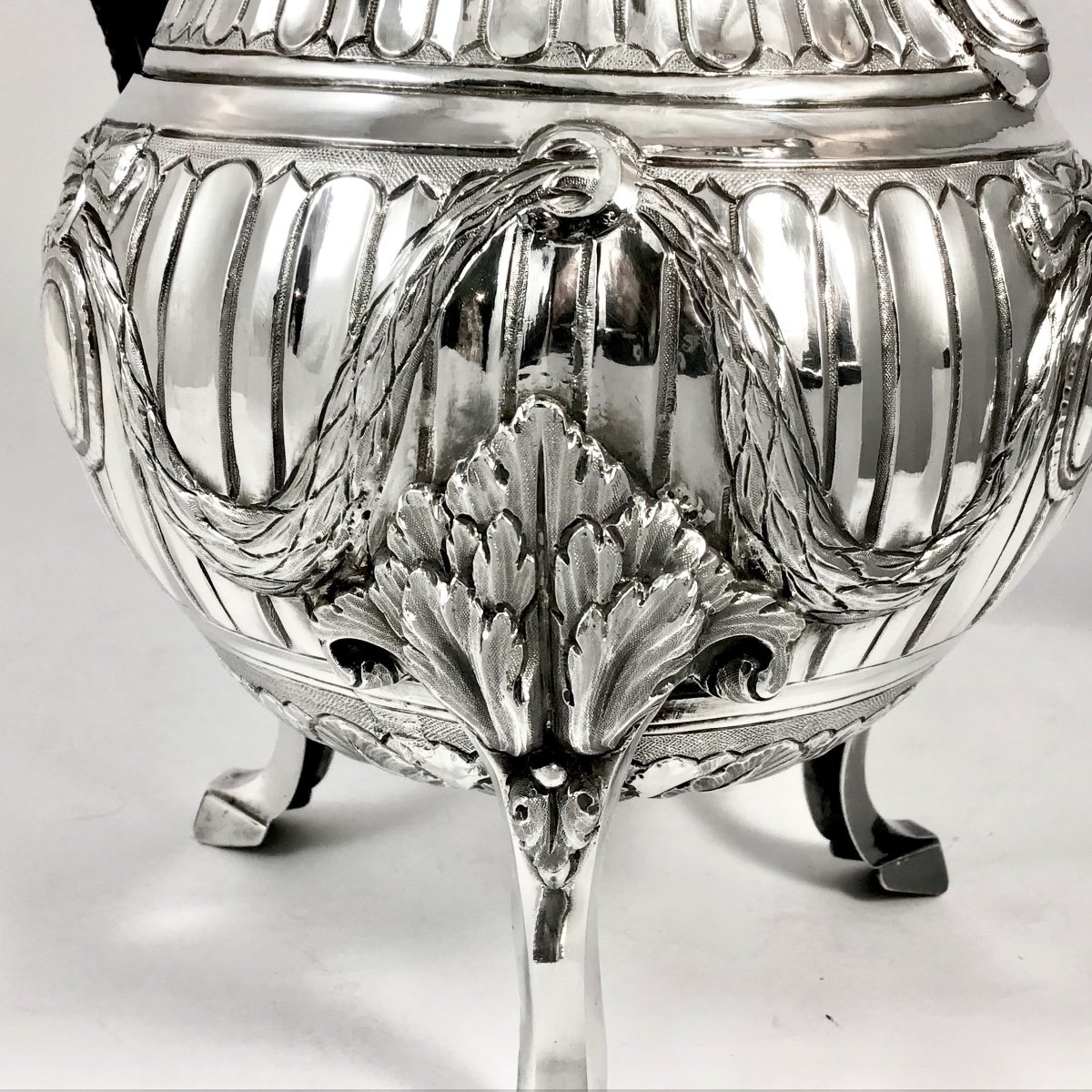 Brussels 1783, Tripod Coffee Pot, Solid Silver, Henricus Millé, Louis XVI-photo-8