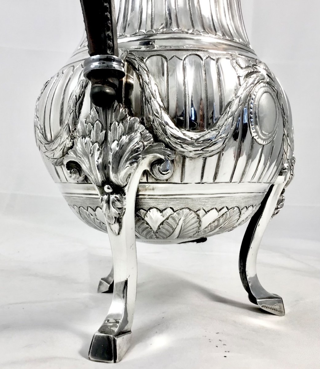 Brussels 1783, Tripod Coffee Pot, Solid Silver, Henricus Millé, Louis XVI