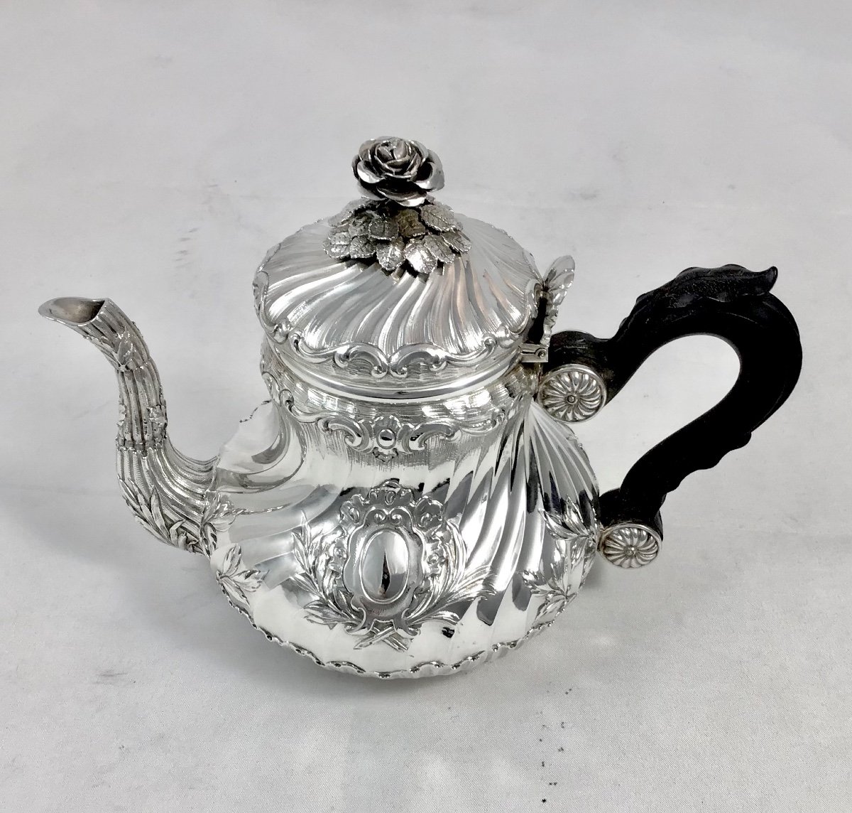 Boin Taburet, Paris Circa 1870 -1890, Louis XV Teapot, Solid Silver -photo-8