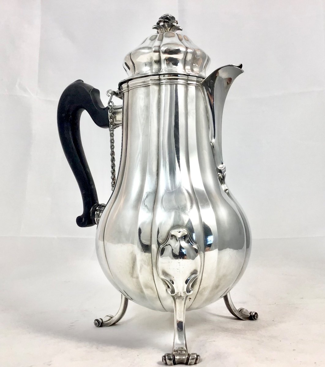 Tournai 1758, Louis XV Tripod Coffee Pot, Solid Silver