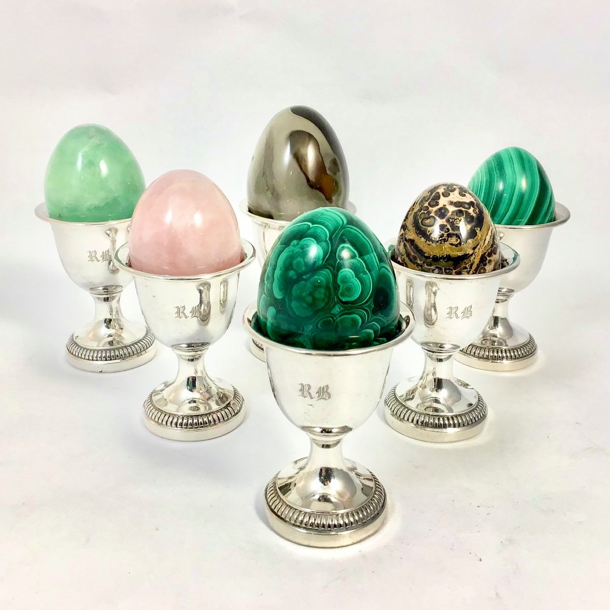 6 Sterling  Silver Egg Cups, Paris Circa 1840-50-photo-4