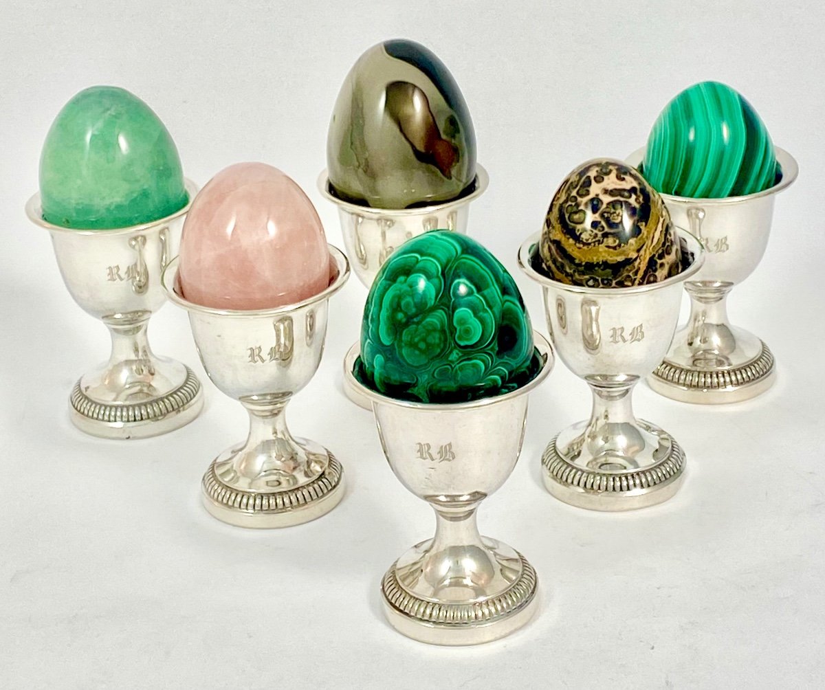 6 Sterling  Silver Egg Cups, Paris Circa 1840-50