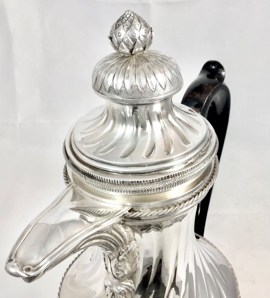 Mons 1780, Géante Cafetière D’époque Louis XVI , Argent Massif , Maître Marquant D’une Poire-photo-4