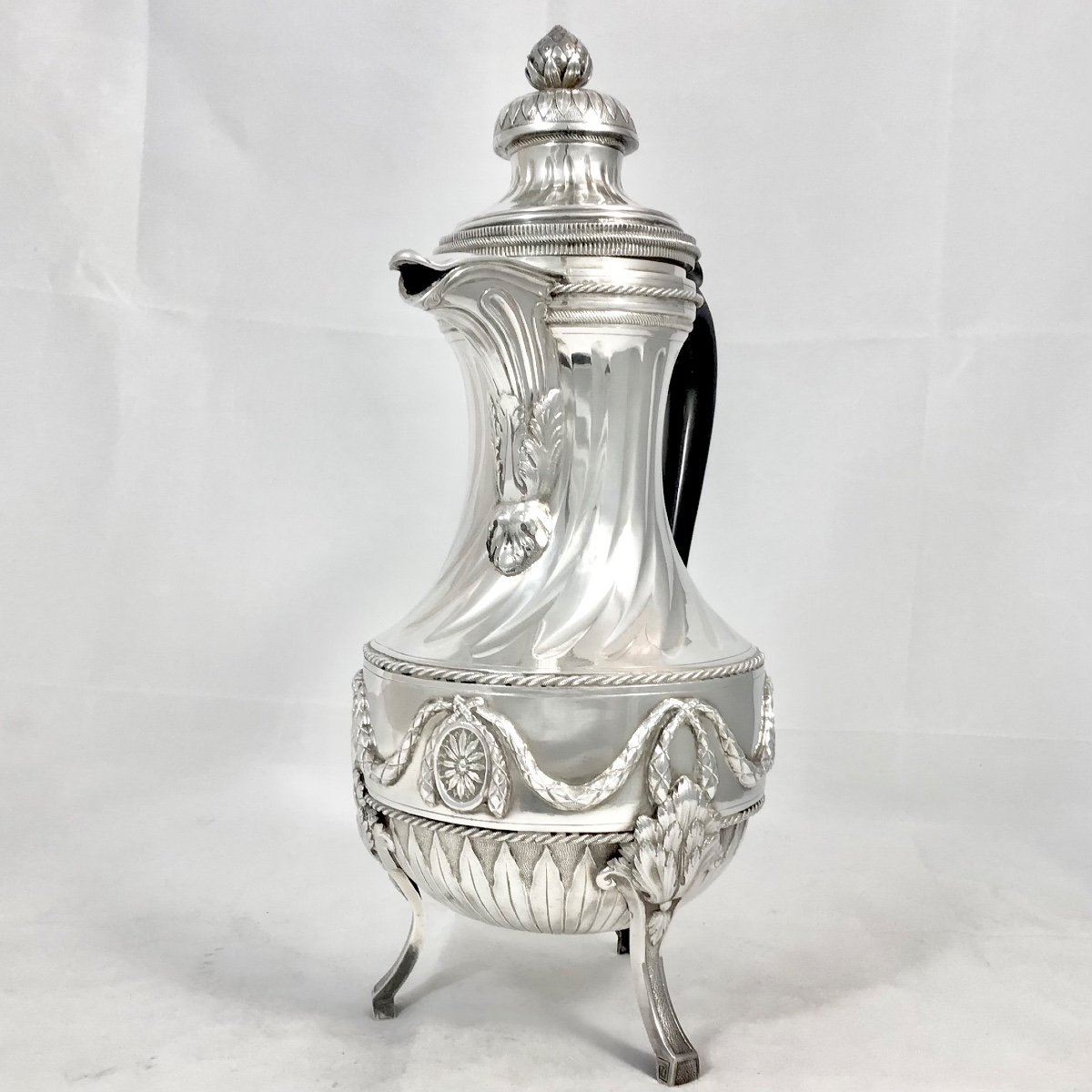 Mons 1780, Géante Cafetière D’époque Louis XVI , Argent Massif , Maître Marquant D’une Poire-photo-7