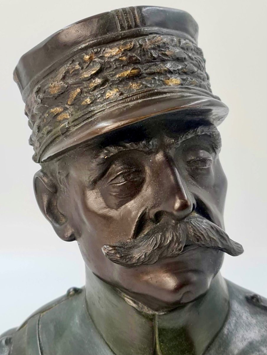 Bust Of Marshal Foche, Bronze, By Emil Thomasson-photo-3