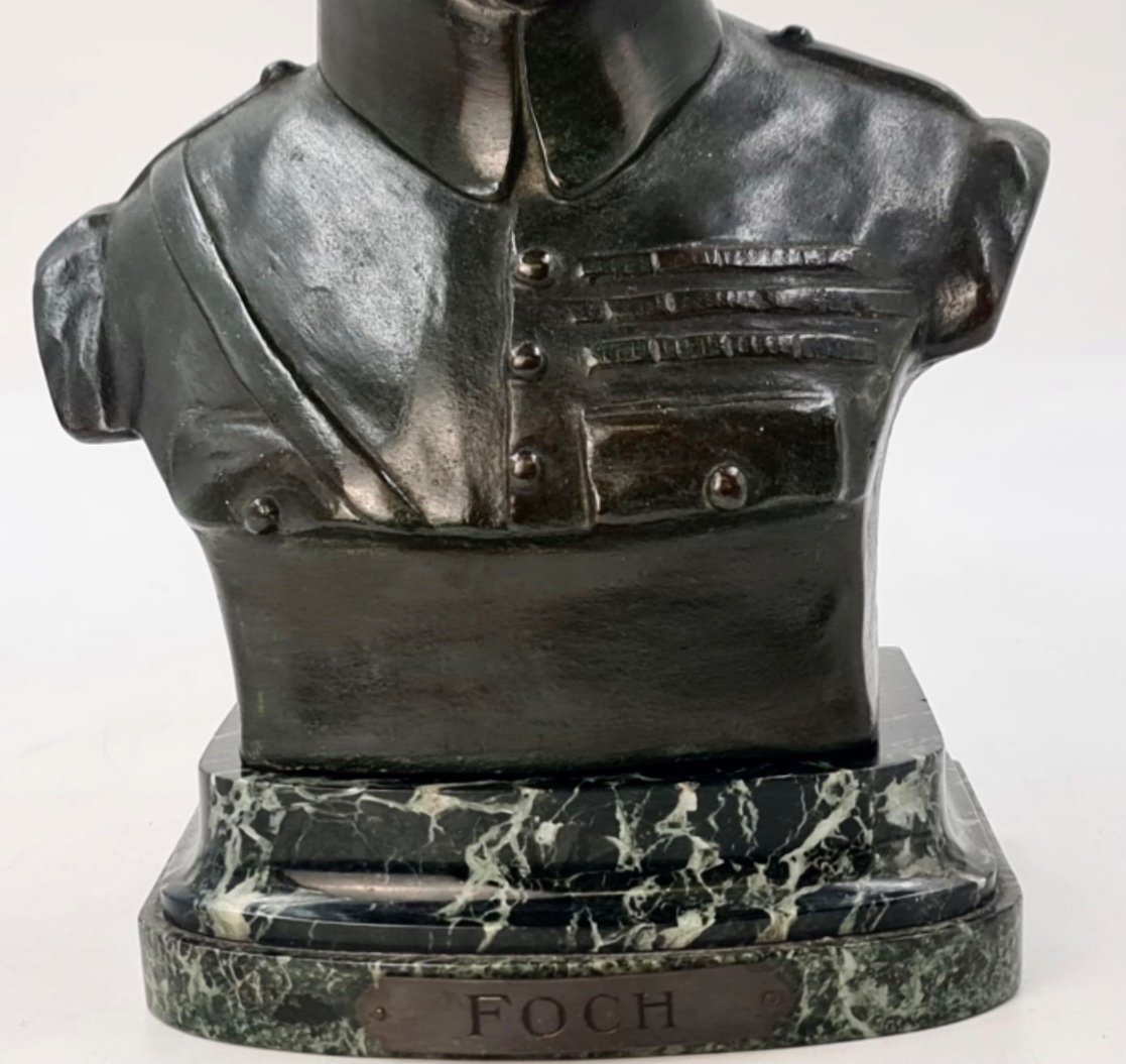 Bust Of Marshal Foche, Bronze, By Emil Thomasson-photo-4