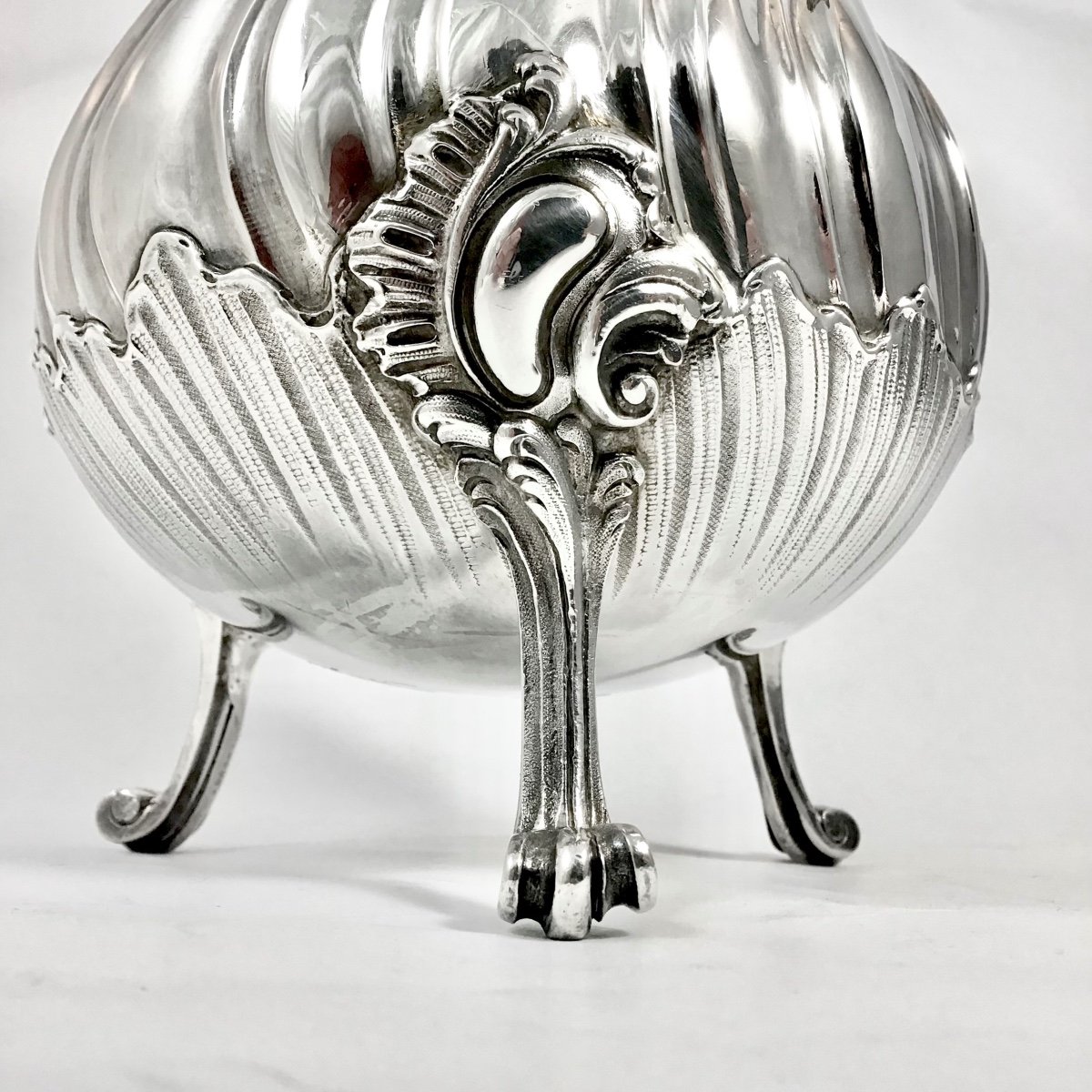 Large Solid Silver Chocolate Pot, Paris 1880-1900-photo-2