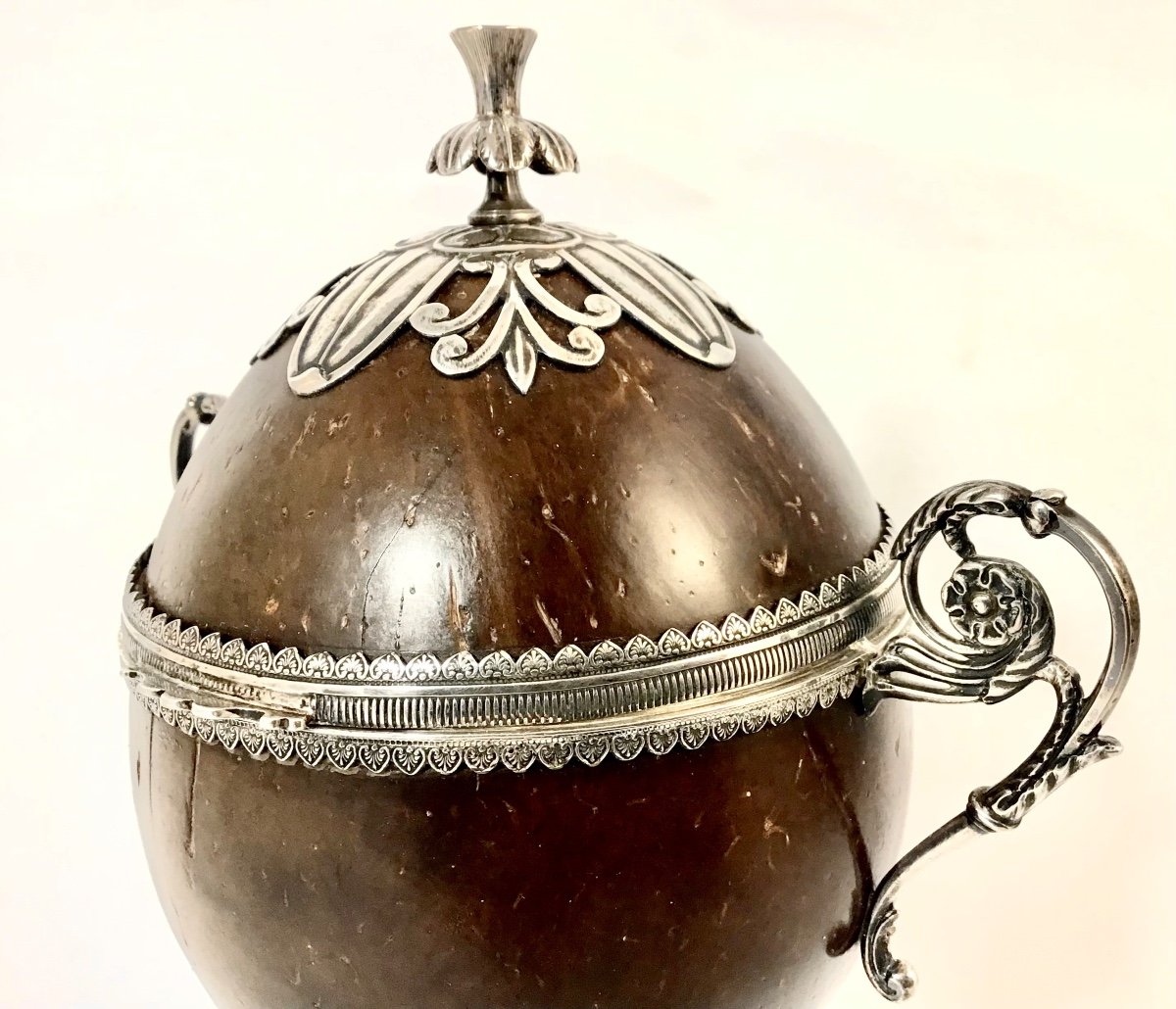 France 1809-1819, Silver Mounted Coconut Cup , Sugar Vase -photo-7