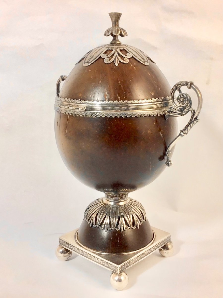 France 1809-1819, Silver Mounted Coconut Cup , Sugar Vase -photo-8