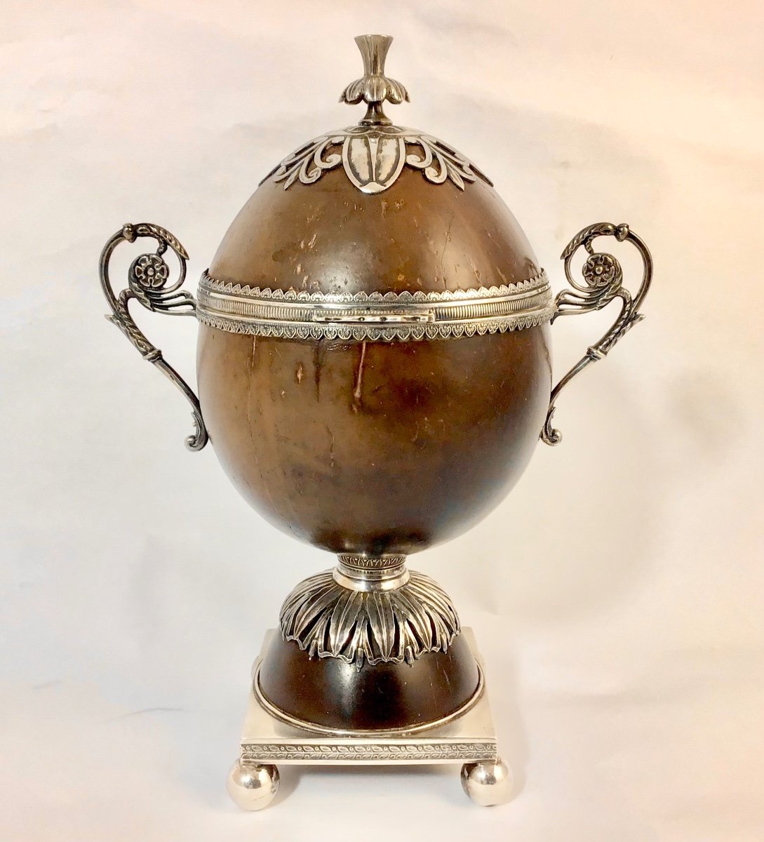 France 1809-1819, Silver Mounted Coconut Cup , Sugar Vase 