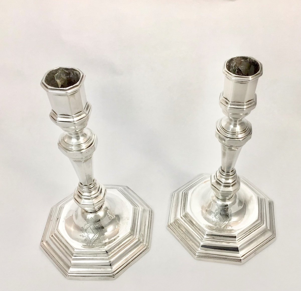 Arras 1732, Pair Of Candlesticks, Solid Silver, Pierre-francois Joncqué -photo-5