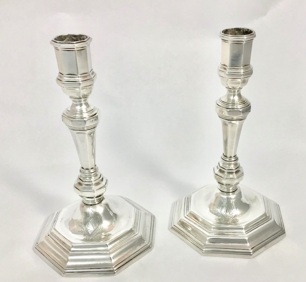 Arras 1732, Pair Of Candlesticks, Solid Silver, Pierre-francois Joncqué -photo-6