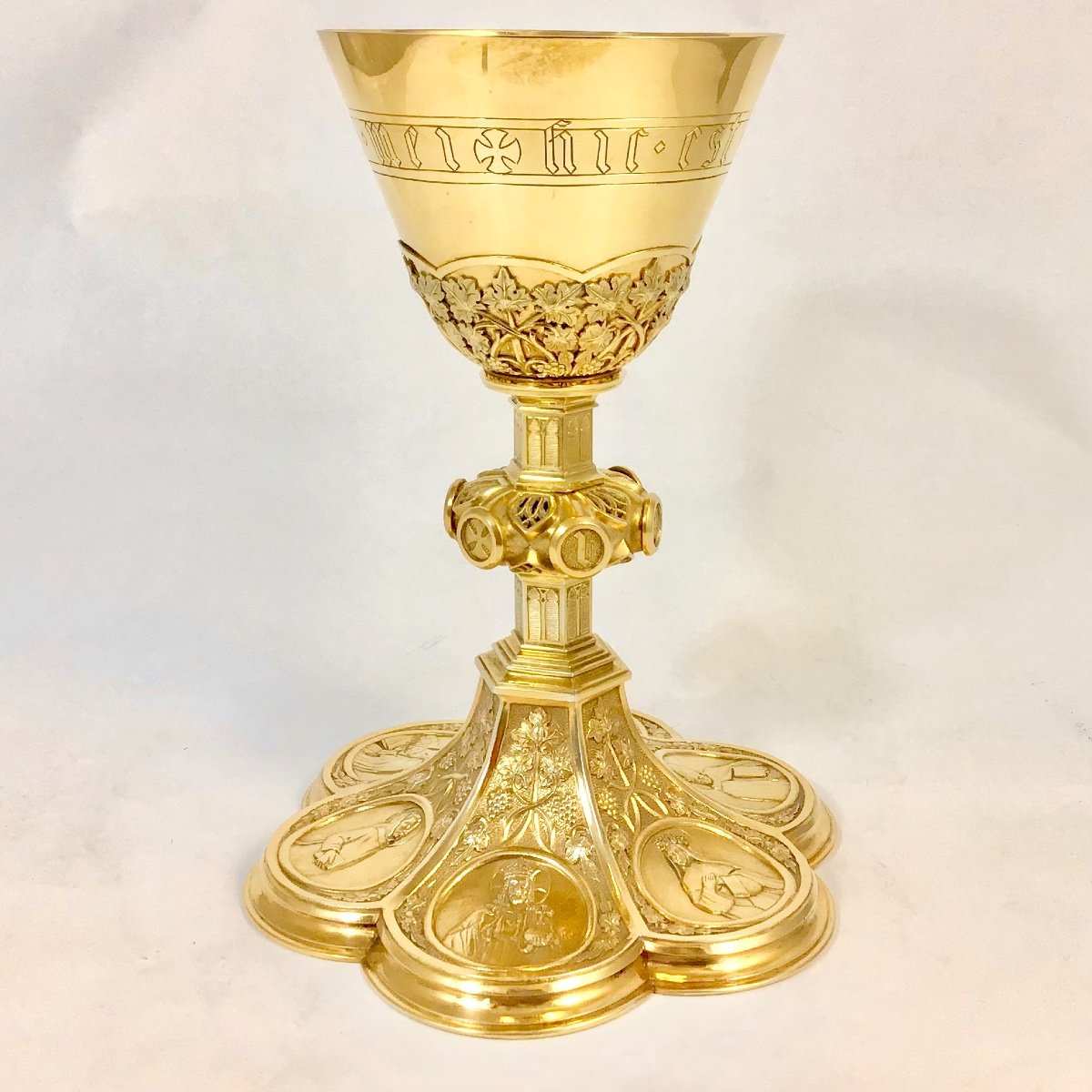 Neo-gothic Chalice In Solid Silver And Silver-gilt, Hubert Caers, Louvain Around 1900, Dominicans -photo-2