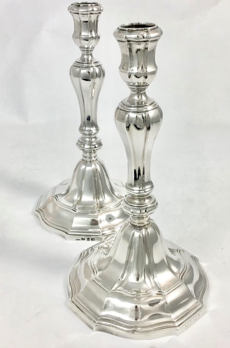   Tienen (tienen) 1785, Pair Of Candlesticks , Solid Silver, Zilver Candles-photo-3