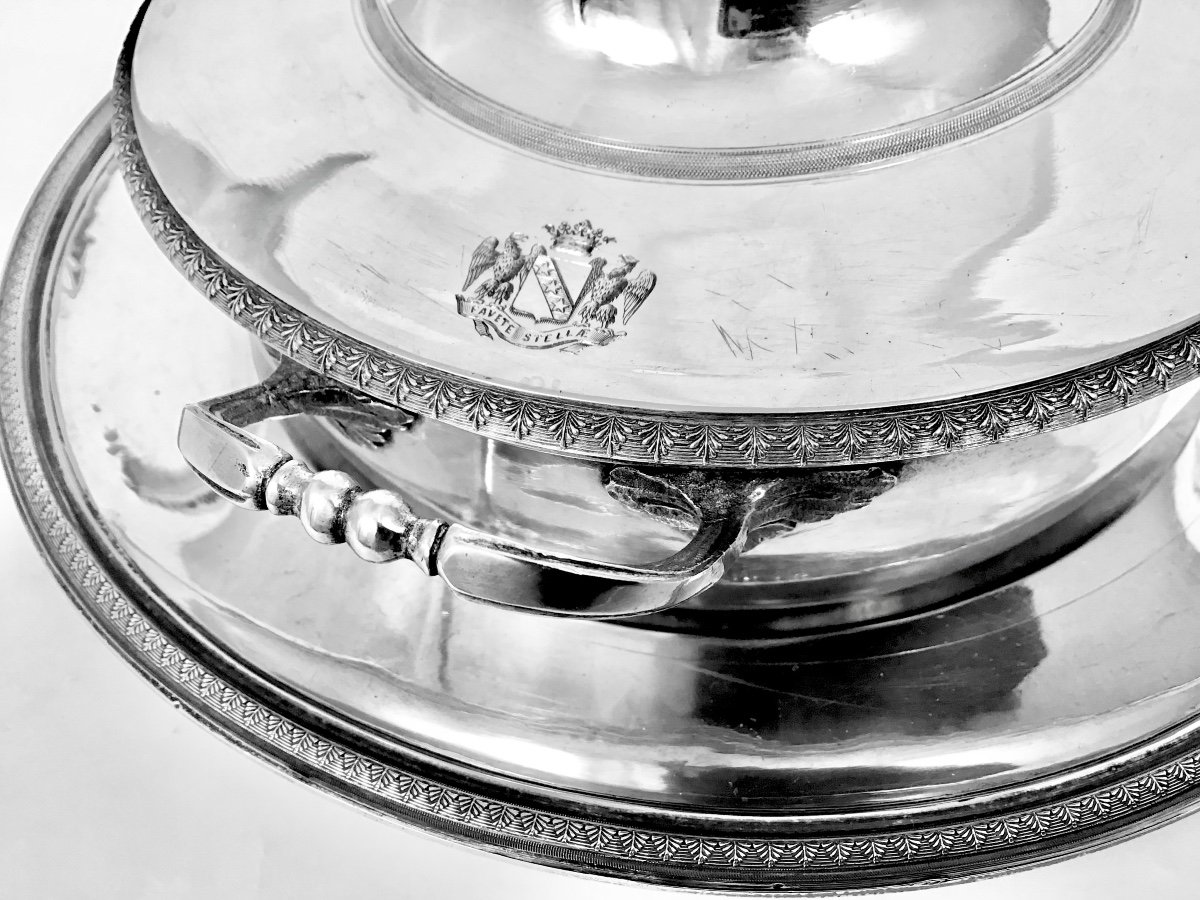 Paris 1799-1809, Solid Silver, Covered Bowl On Its Frame, Jean François Carron Bouillon-photo-4