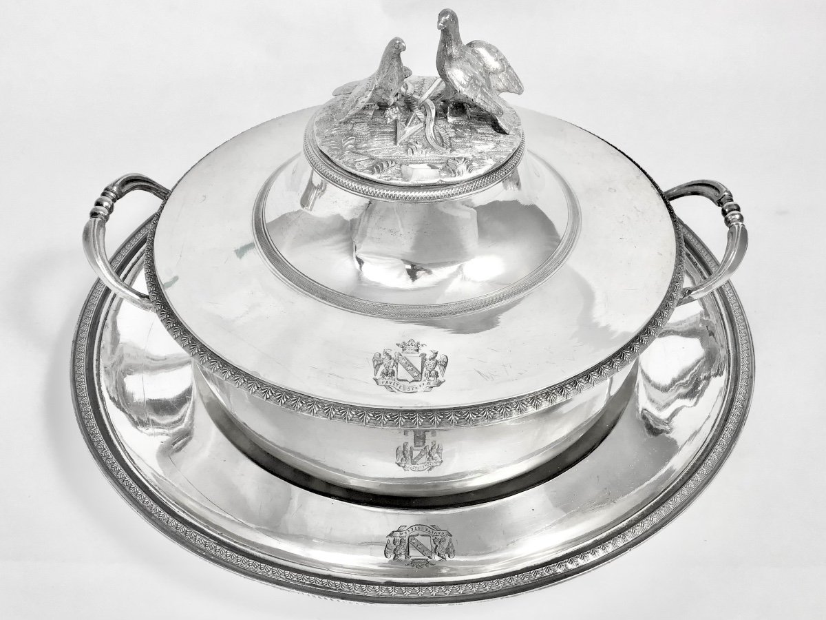 Paris 1799-1809, Solid Silver, Covered Bowl On Its Frame, Jean François Carron Bouillon-photo-7