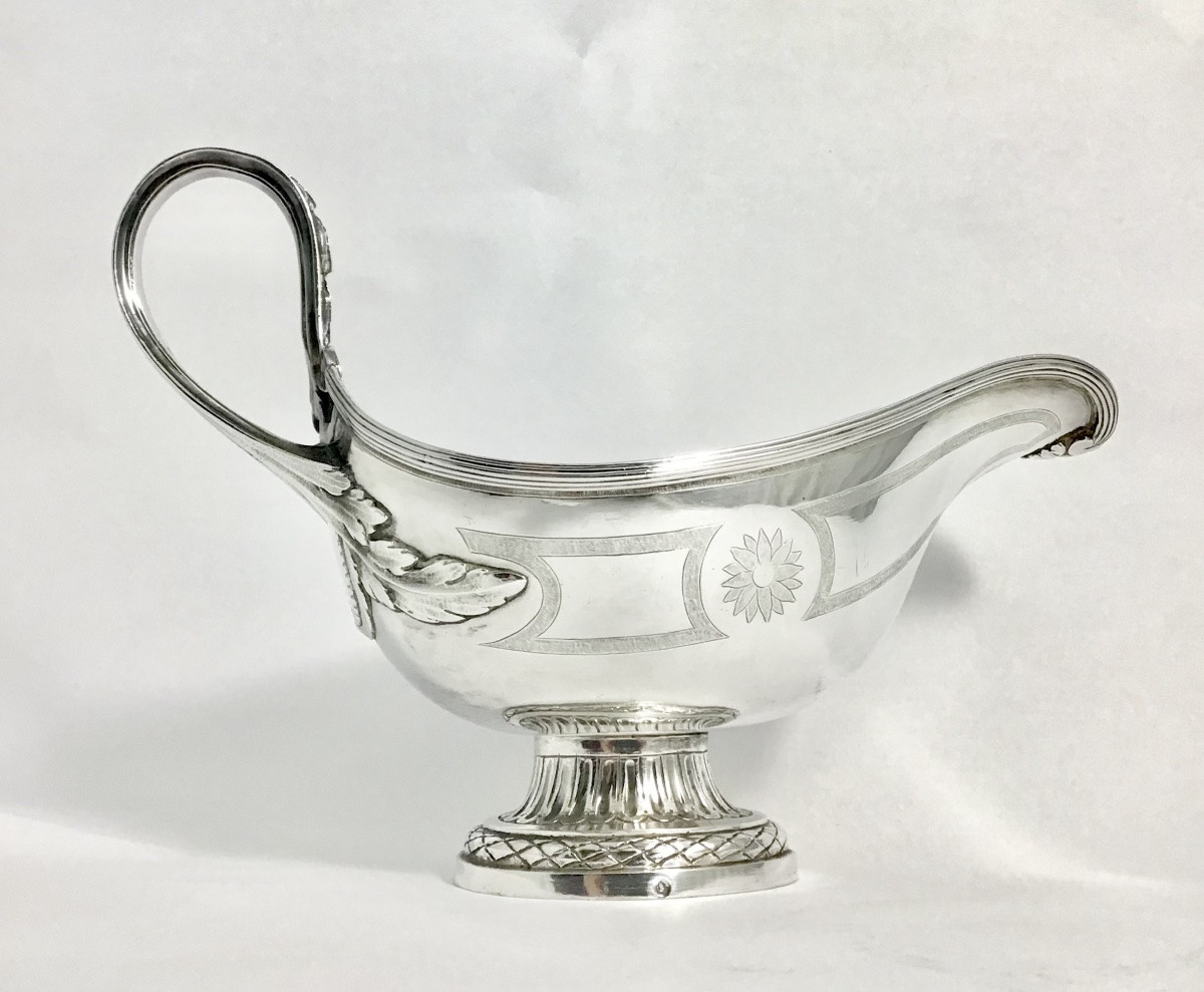 Paris 1780, Sauceboat On Tray, Solid Silver, Pierre Vallières, Jean-c.roquillet-desnoyers -photo-7