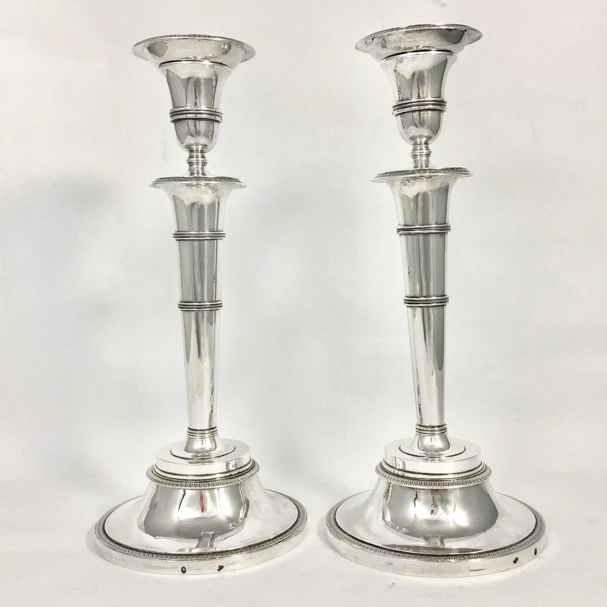 Arras 1819-1838, Sterling  Silver Travel Candlesticks, Charles X-photo-2