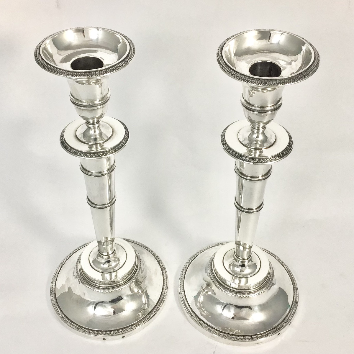 Arras 1819-1838, Sterling  Silver Travel Candlesticks, Charles X-photo-3