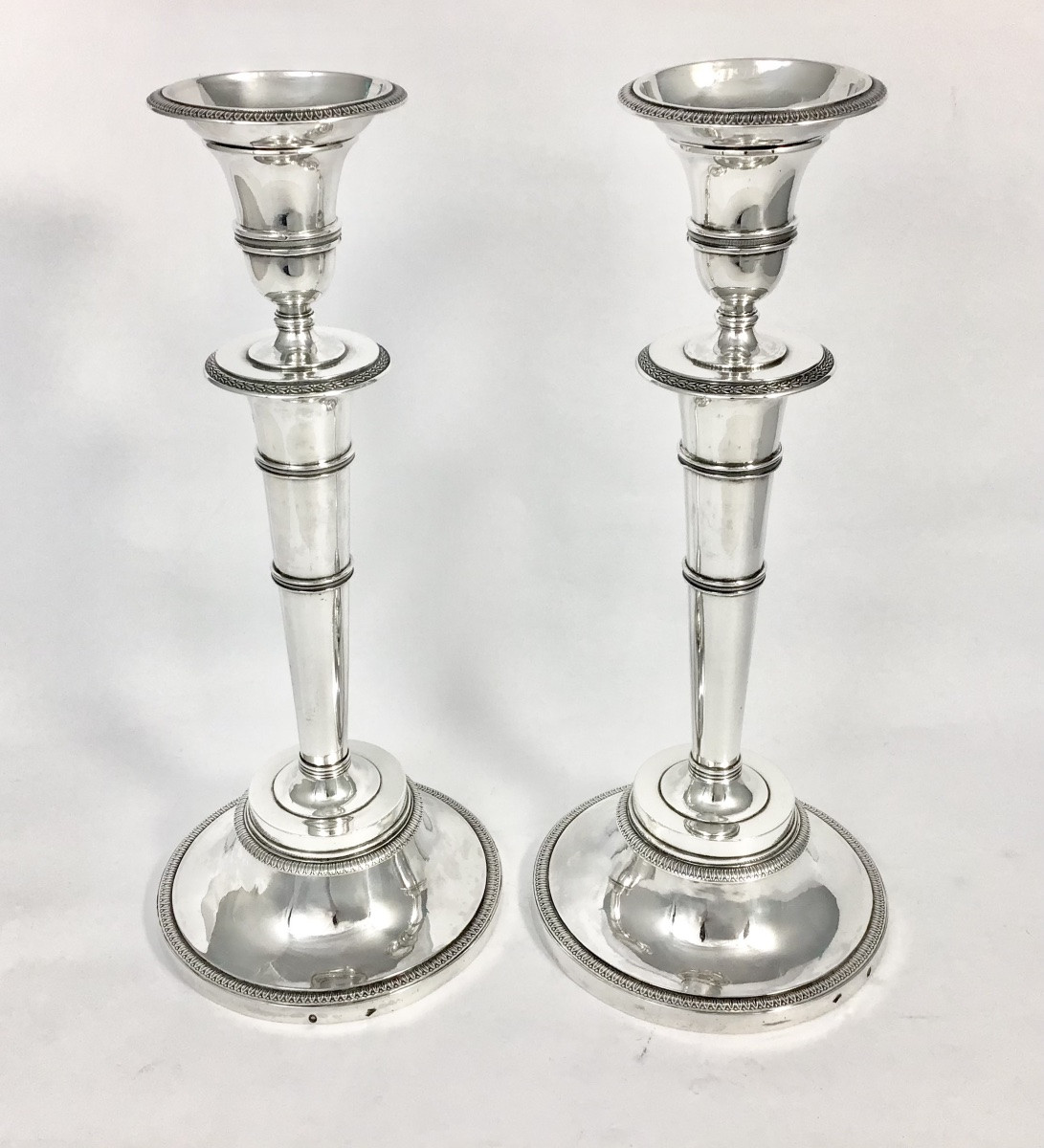 Arras 1819-1838, Sterling  Silver Travel Candlesticks, Charles X-photo-8