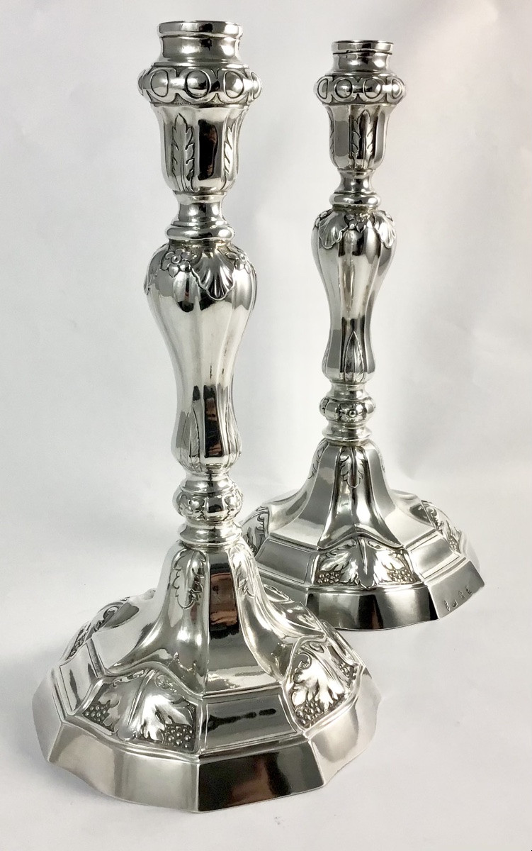 Ath 1778, Paire De Flambeaux En Argent Massif , Maître Poinçonnant D’une Cuillère -photo-2