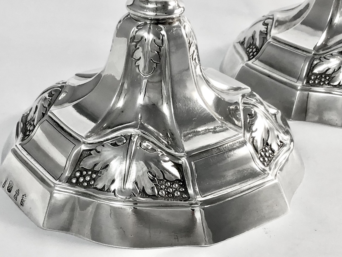 Ath 1778, Paire De Flambeaux En Argent Massif , Maître Poinçonnant D’une Cuillère -photo-6