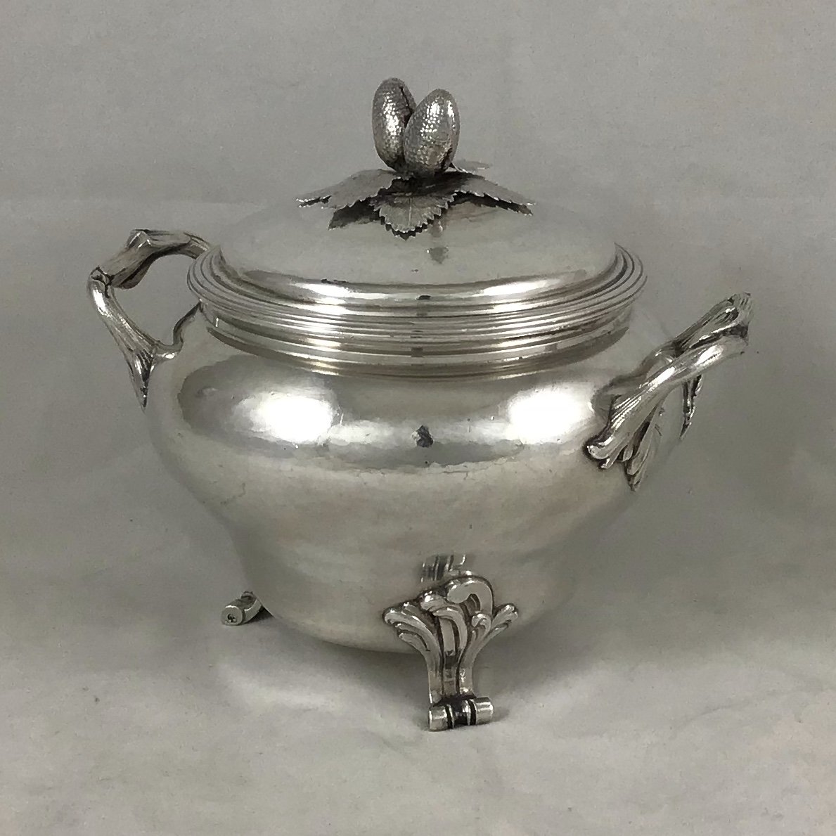 Sugar Bowl In Sterling Silver, Paris 1763, Chéret Jean-baptiste Orfèvre-photo-2