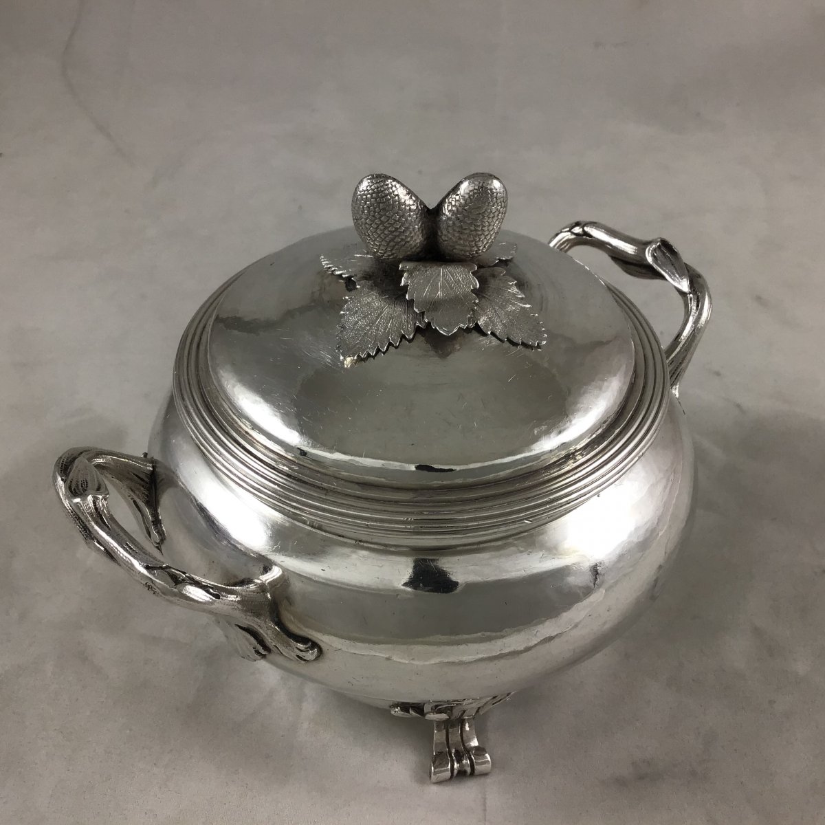 Sugar Bowl In Sterling Silver, Paris 1763, Chéret Jean-baptiste Orfèvre-photo-3