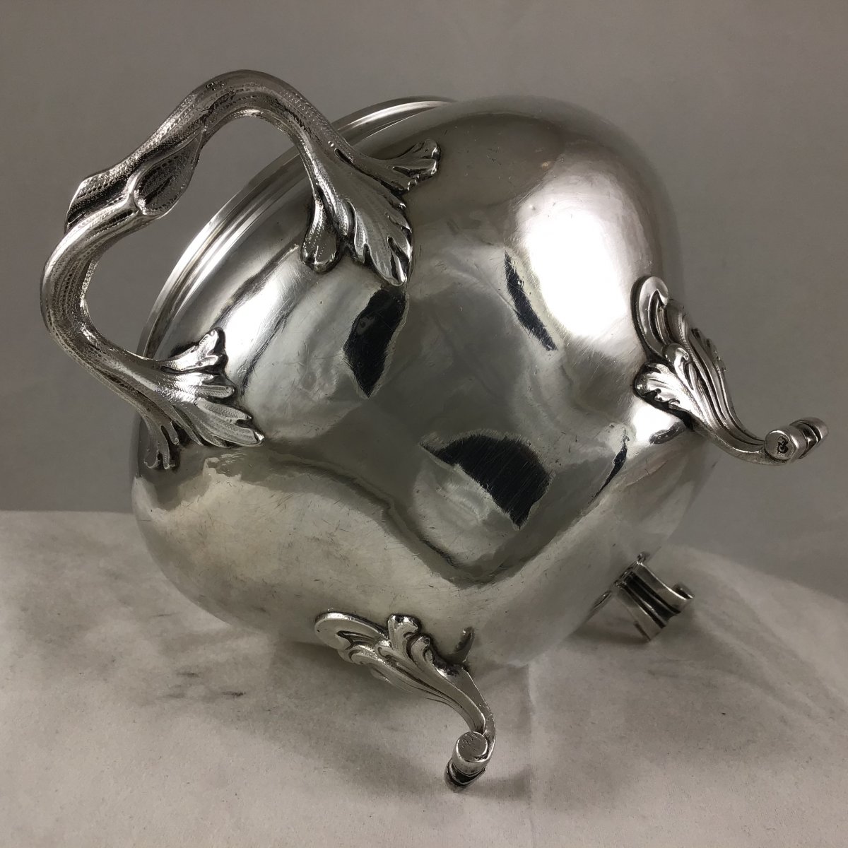 Sugar Bowl In Sterling Silver, Paris 1763, Chéret Jean-baptiste Orfèvre-photo-3