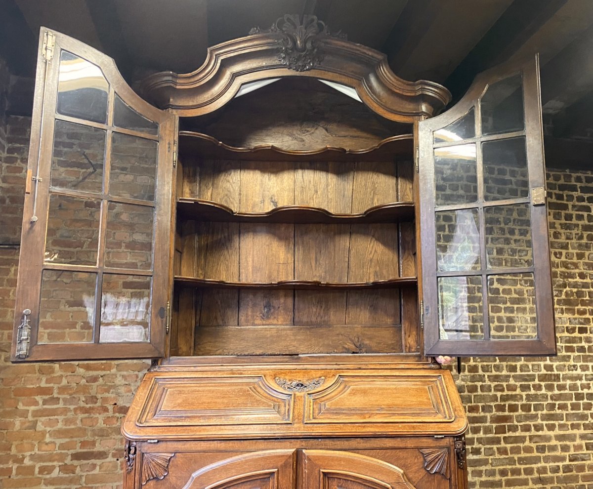 Vitrine-secrétaire Régence, Hainaut Dix-huitième Siècle, Chêne Massif -photo-6