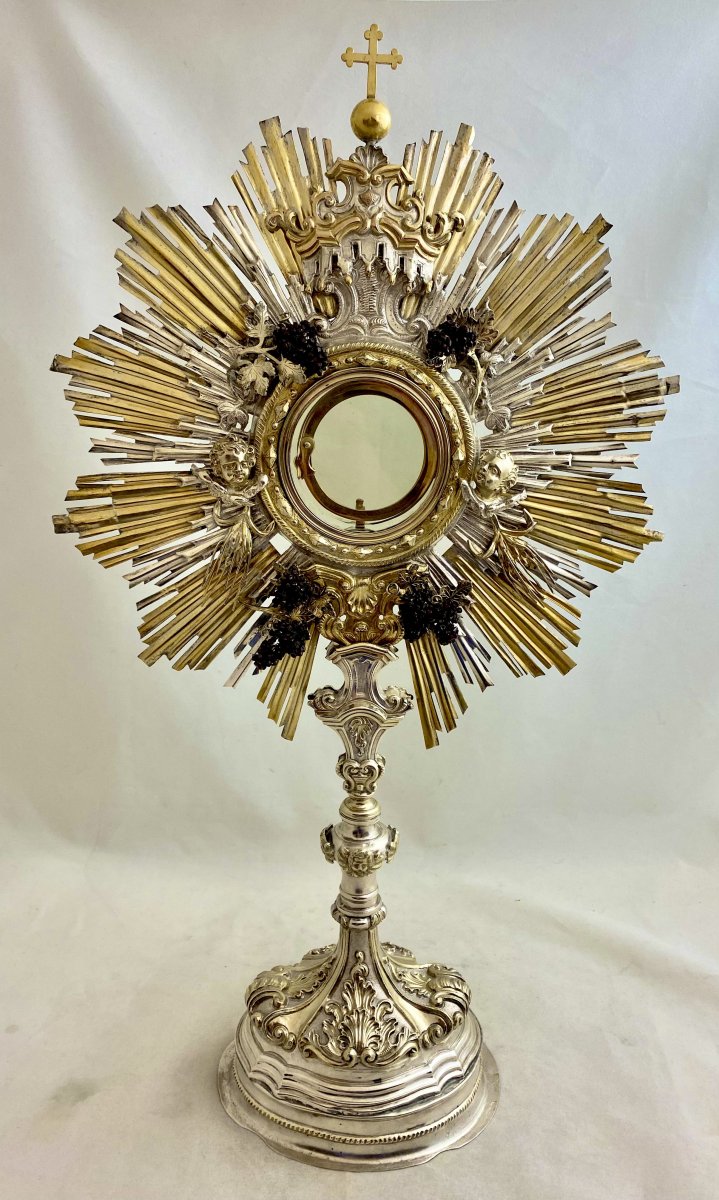 18th Century Monstrance, Sterling Silver, Probably Austria-hungary, Monstrance, Around 1750-photo-2