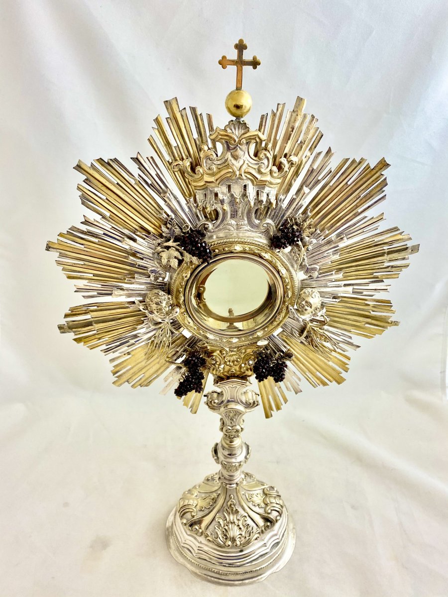 18th Century Monstrance, Sterling Silver, Probably Austria-hungary, Monstrance, Around 1750-photo-3