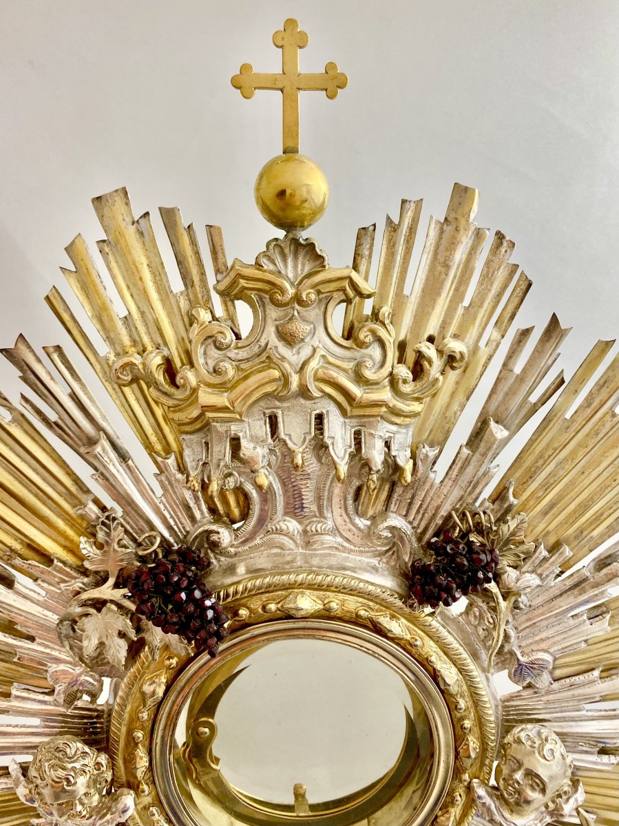 18th Century Monstrance, Sterling Silver, Probably Austria-hungary, Monstrance, Around 1750-photo-4