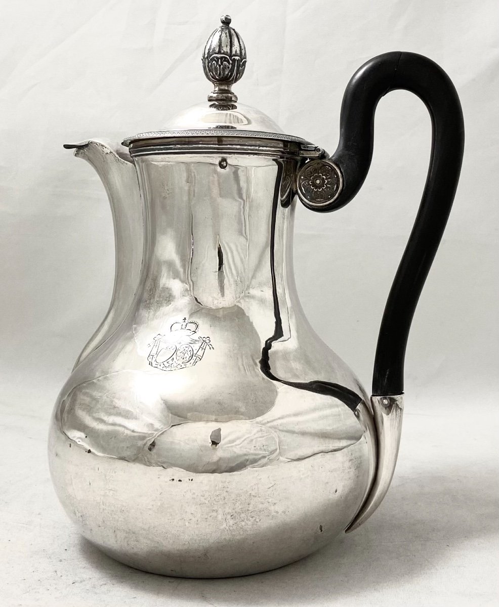 Cafetière Marabout, Aux Armes D’ursel, Liège Vers 1840, François Drion,argent Massif -photo-2