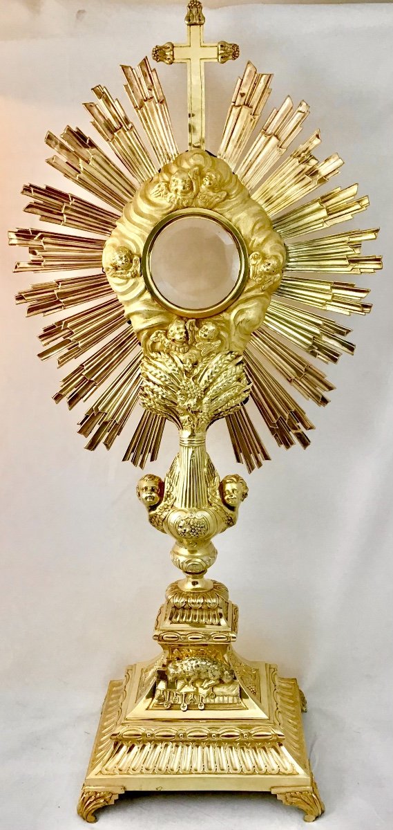 Monstrance Charles X, Sterling Silver And Vermeil, Paris 1819-1838-photo-2