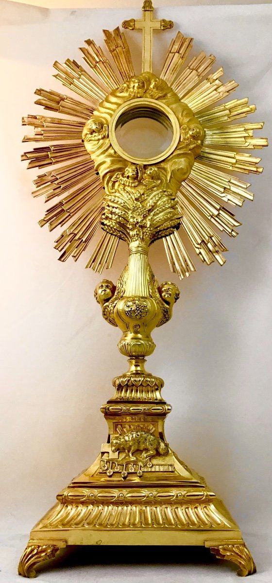 Monstrance Charles X, Sterling Silver And Vermeil, Paris 1819-1838-photo-8