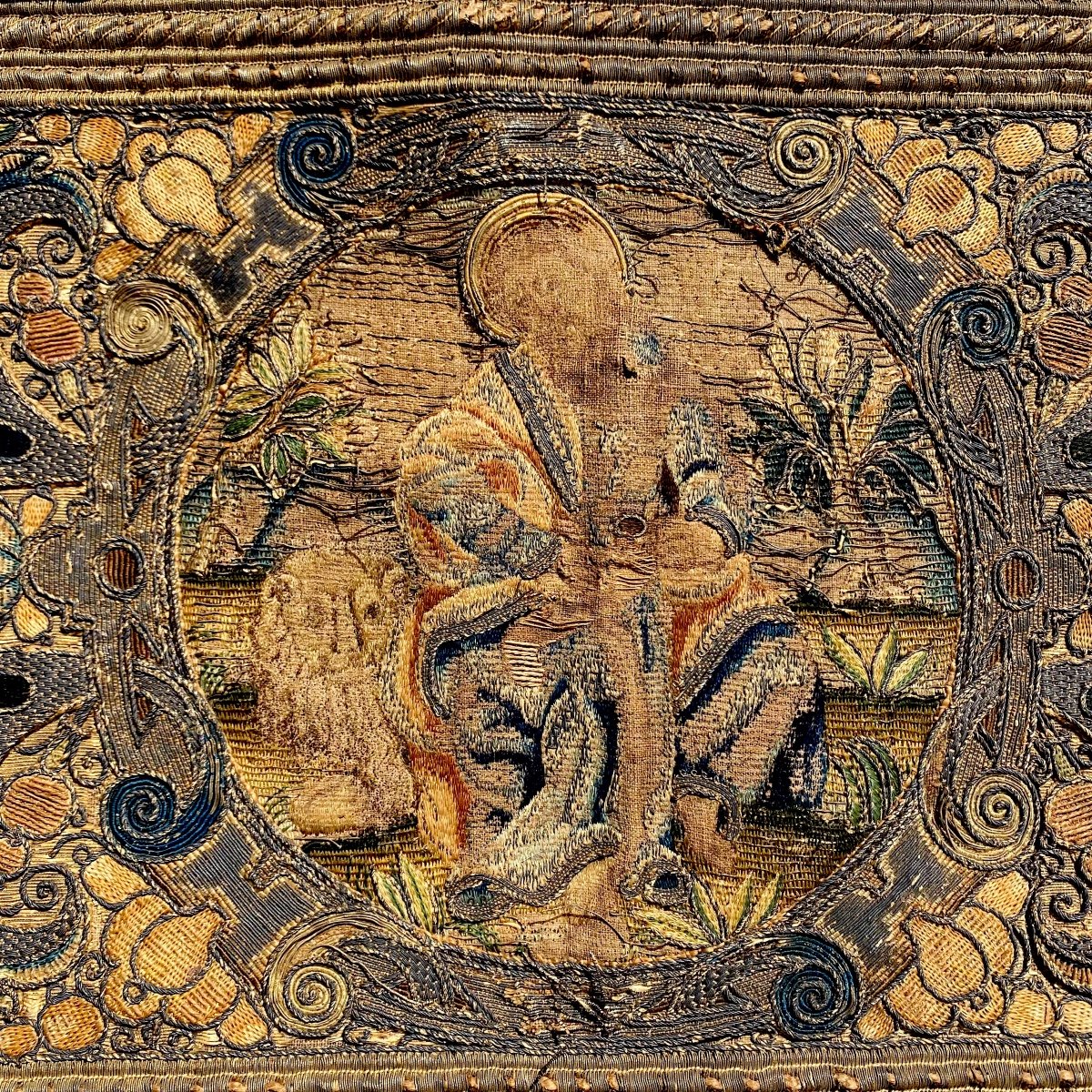 Antependium, XVIIIth Century, Embroidery, Front Of Altar-photo-1