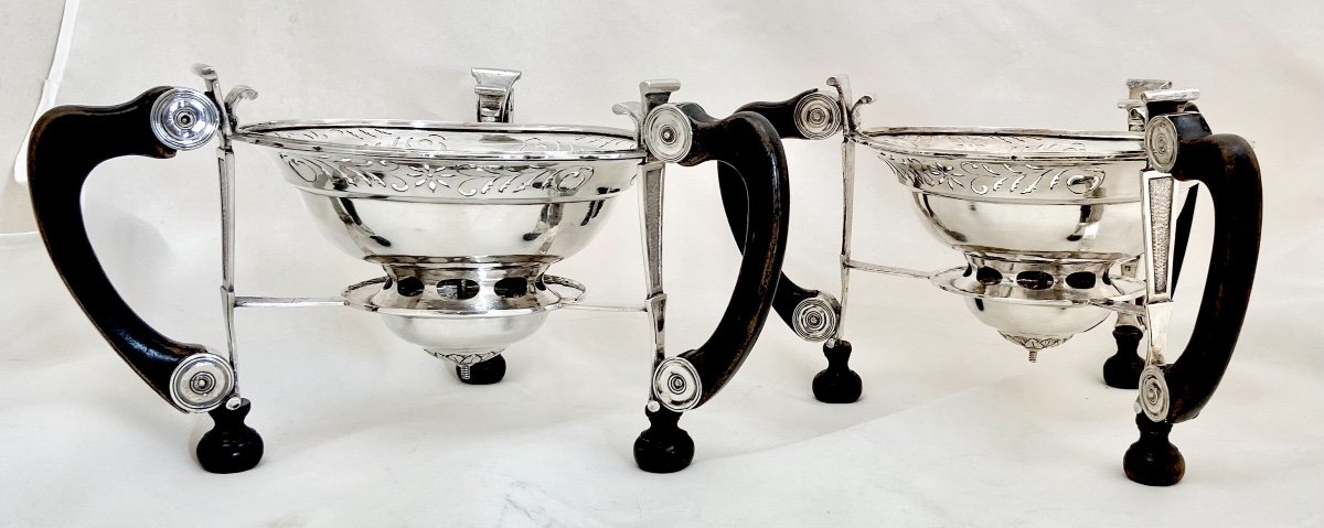 Pair Of Empire Stoves, Comines, Flanders, 1799-1809, Sterling Silver-photo-3