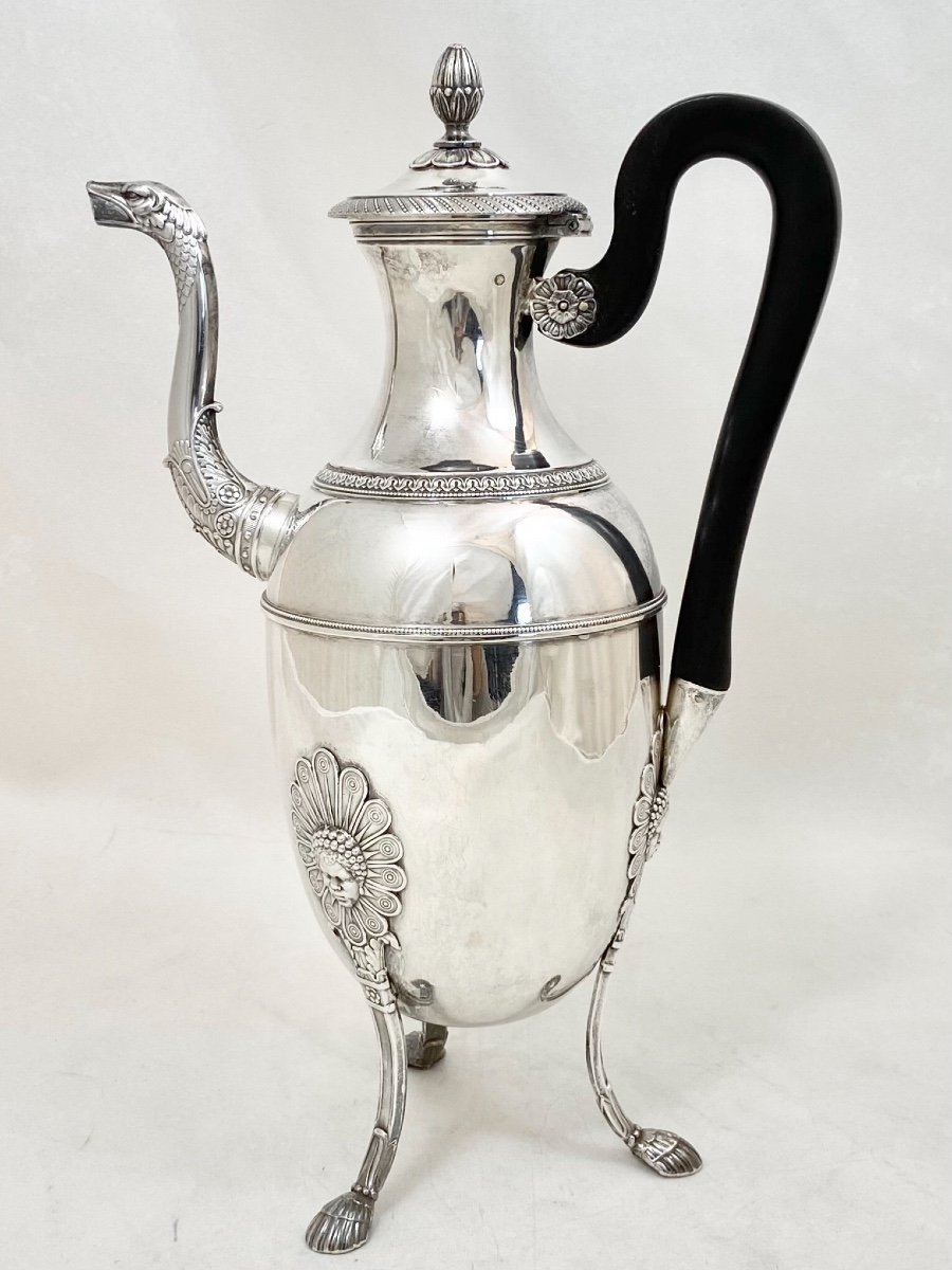 Cafetière , Paris 1819-38, Argent Massif, à La Tête De Prince Africain , Quentin Baschelet -photo-4