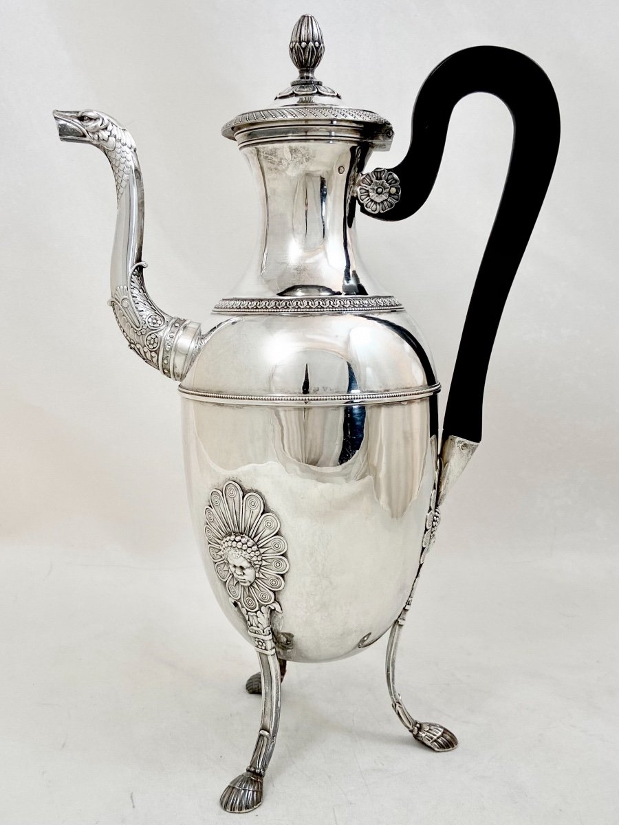 Cafetière , Paris 1819-38, Argent Massif, à La Tête De Prince Africain , Quentin Baschelet -photo-5