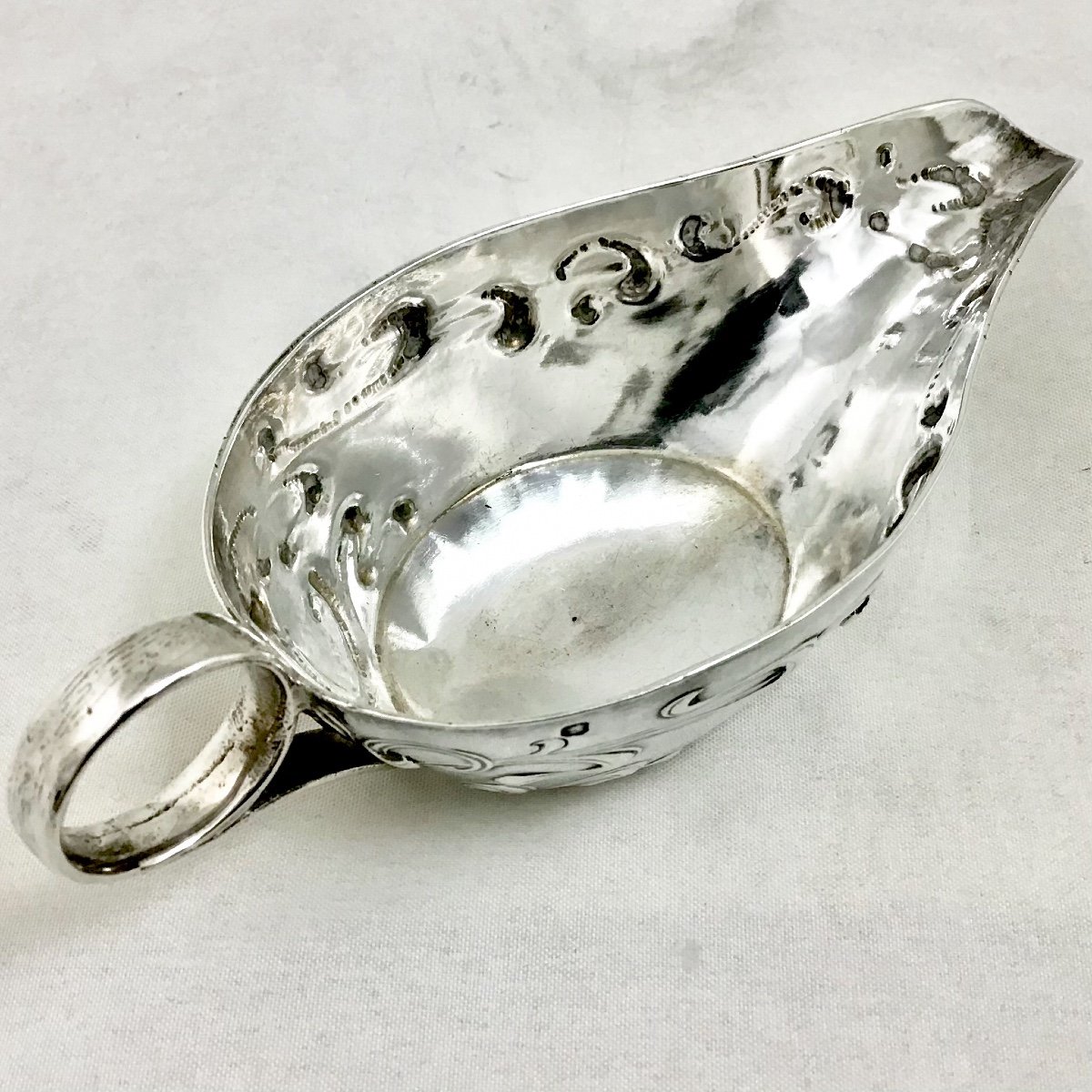 Art Nouveau Pap Boat  Sterling Silver, France Circa 1890-photo-4