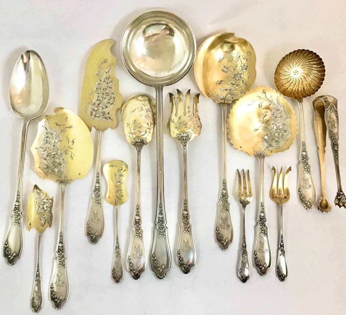 Art Nouveau Canteen 180 Pieces, Sterling Silver, France Circa 1900, Victor Leneuf-photo-3