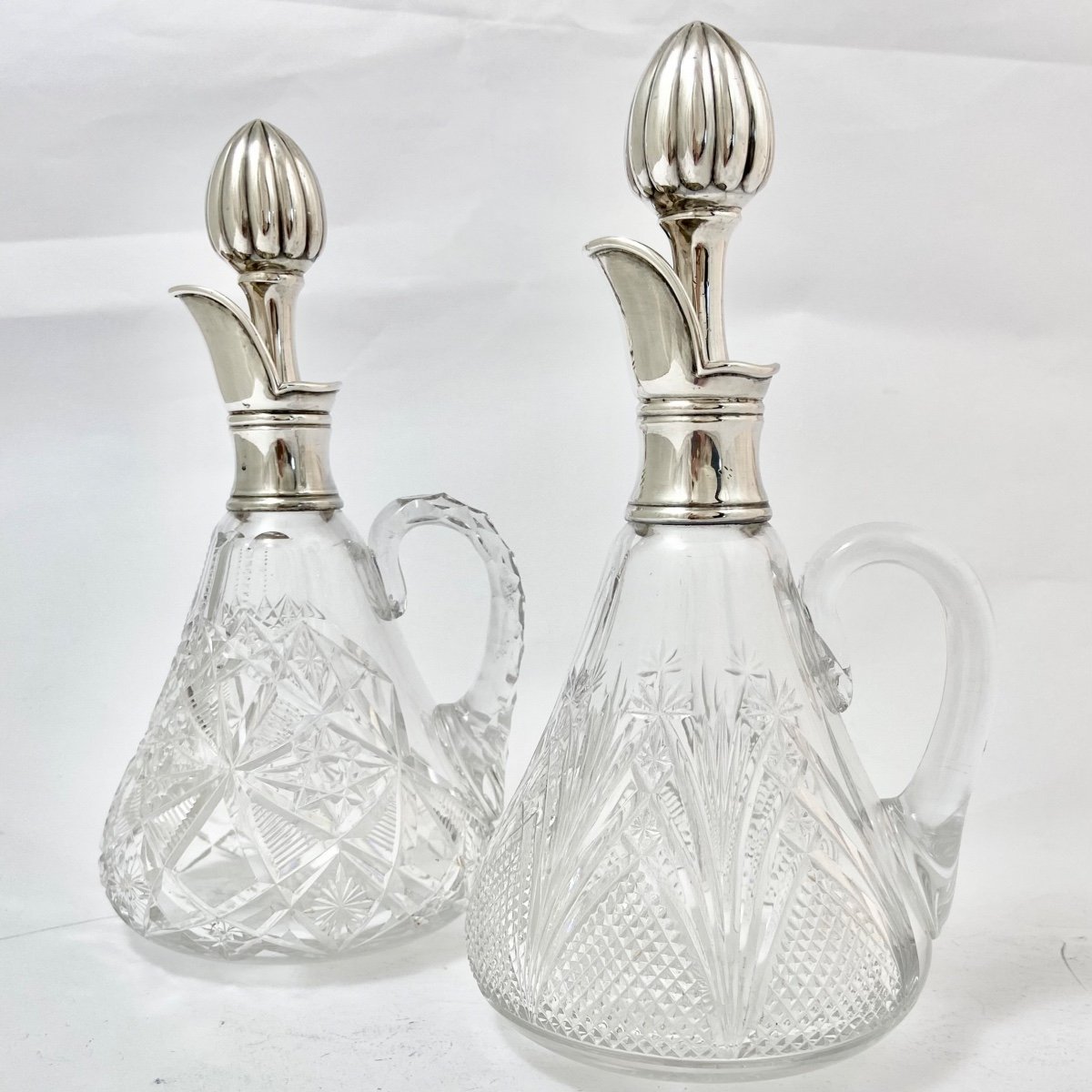 Carafes Monture Argent Massif  , France Vers 1890-1910-photo-2