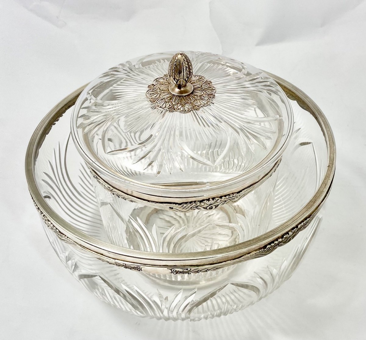 Sorbetière,  Argent Massif Et Cristal, France Vers 1880-1900, service à caviar -photo-4