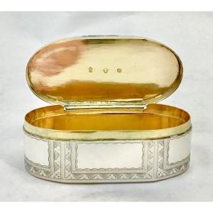 Louis XVI Snuff Box, Ath 1789, Sterling Silver And Vermeil