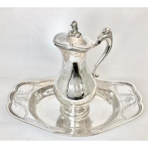 Marseille 1784, J.alliès, Ewer And Its Basin In Sterling Silver