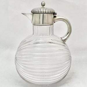 Aiguière , Argent Et Cristal, Birmingham 1887, Carafe à Clairet 