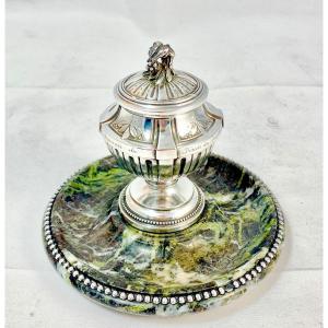 Inkwell Offered By The King Albert Fund To The Architect Raymond Moenaert Around 1925, Sterling Silver