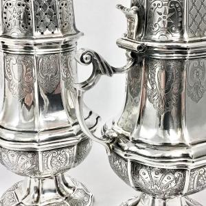 Antwerp 1753, Caster And Mustard Pot, Sterling Silver , Zilver Antwerpen