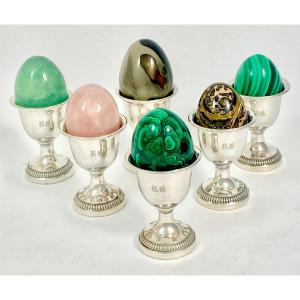 6 Sterling  Silver Egg Cups, Paris Circa 1840-50